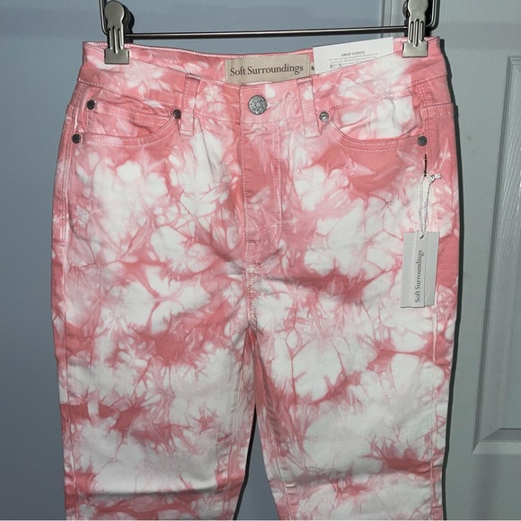Soft Surroundings Pink Ultimate Denim Tie Dye High Rise Skinny Jeans 2P NWT! - Picture 4 of 8